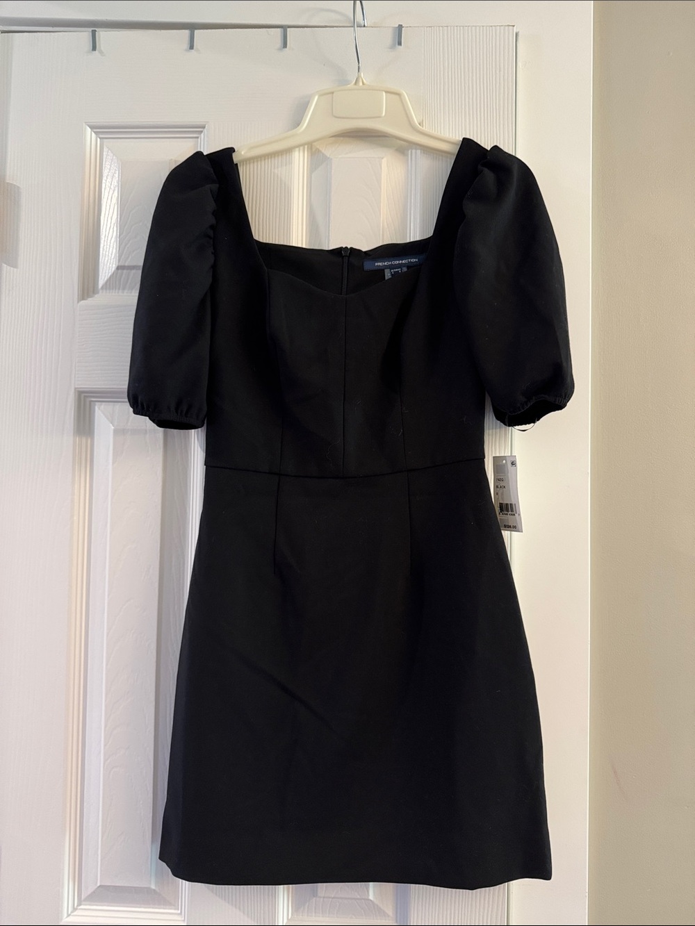 French Connection Black Puff-Sleeve Mini Dress